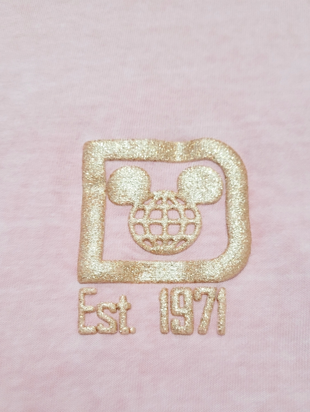 Disney Spirit Jersey Pink Oversized Shirt Women’s Small Gold Glitter Walt Disney - Picture 11 of 13